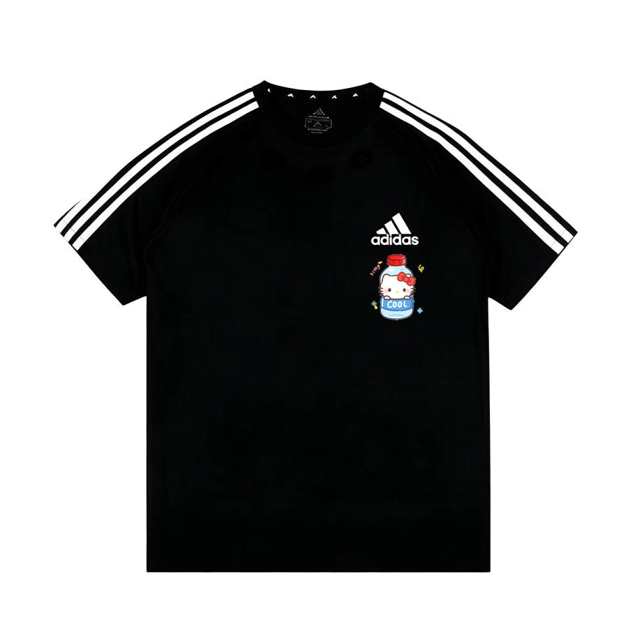 Adidas Adidas Football T Shirts Unisex Flowing Jet Black Crew Neck Moderate