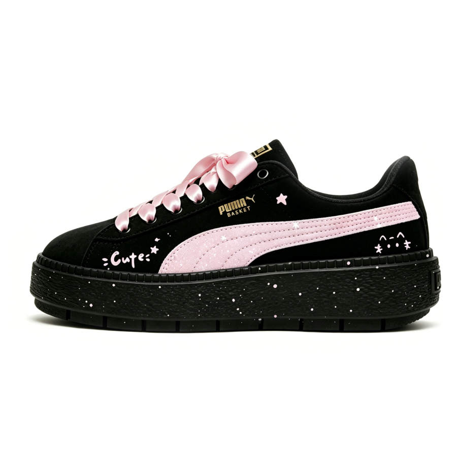PUMA Platform Trace Skateboard Shoes Women's Low Top Powder