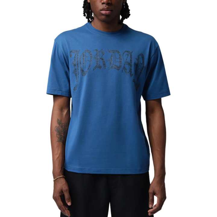 Jordan Jordan Brooklyn T Shirts Men's True Blue/Black Crew Neck Moderate
