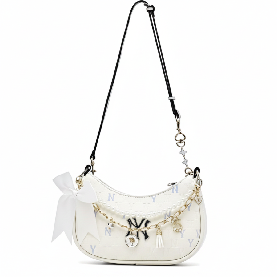 MLB MLB Monogram Collection Shoulder Bags Milk White Charm Included