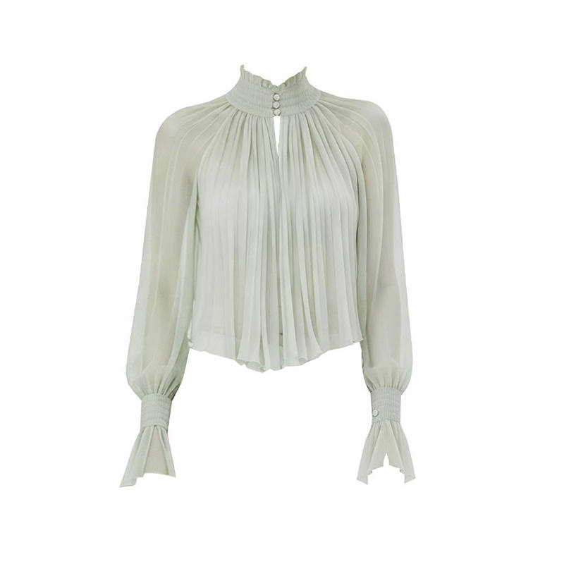 MARIE·COCO Shirts Women's Top Stand Collar Moderate Nipped In Waist