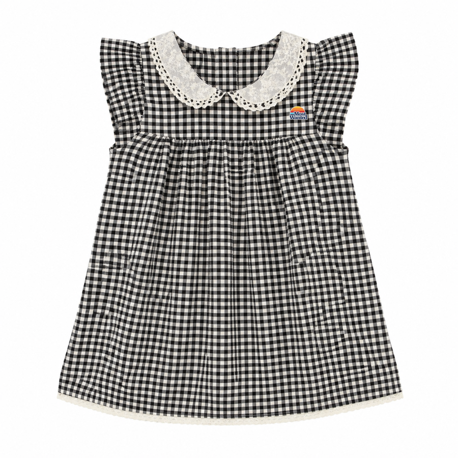 MostwantedLab T Shirts Women's Black White Plaid Peter Pan Collar Thin A Line