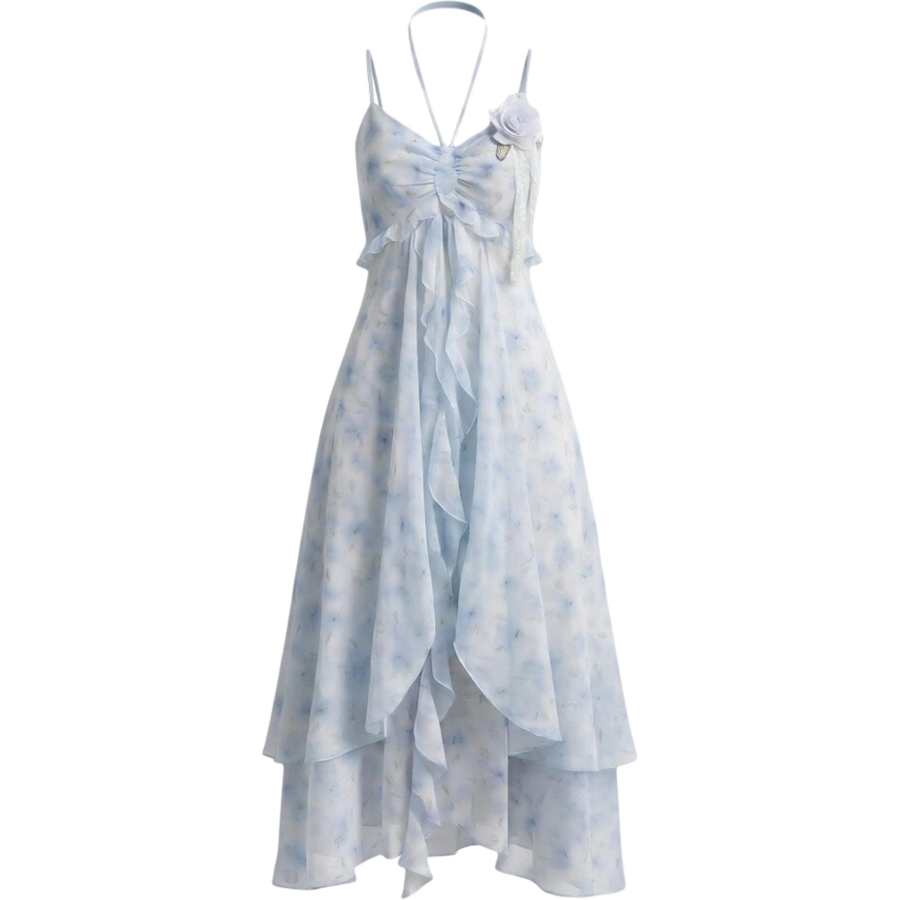 CHARM GLOW Slip Dresses Women's Blue Moderate Long Skirt A Line Skirt