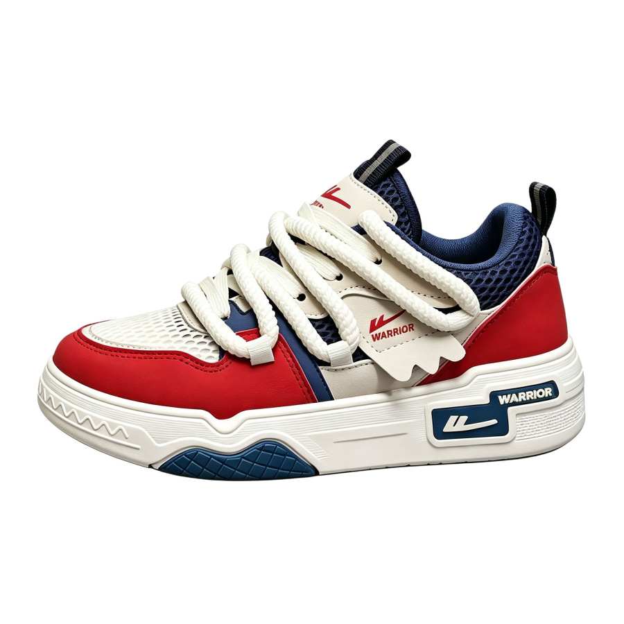 WARRIOR WARRIOR Skateboard Shoes Unisex Low Top Red Blue White Multicolor