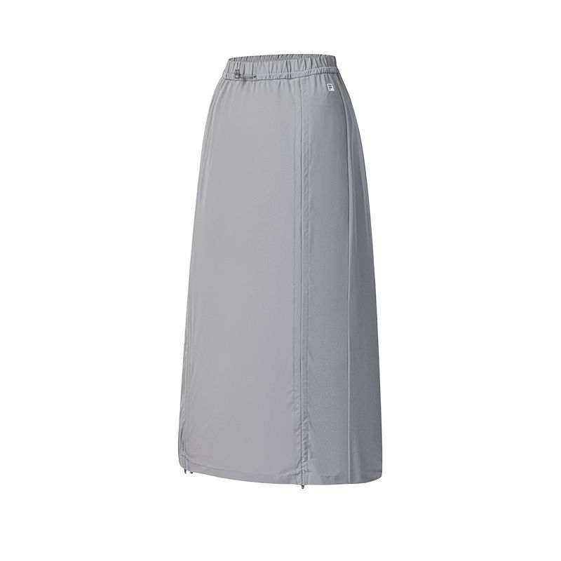 FILA Fitness Casual Long Skirts Women's Gravel Gray Moderate Midi Skirt Other
