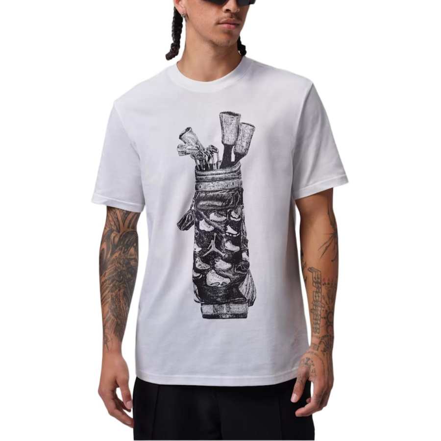 Jordan Jordan Quick Dry T Shirts Men's White/Black Crew Neck Moderate Straight Fit