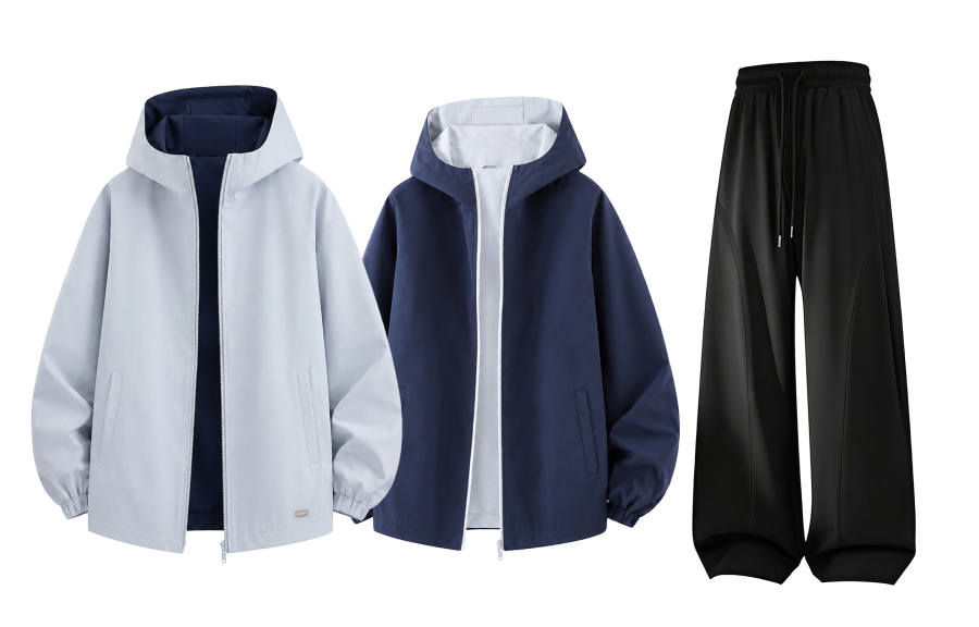 WARRIOR Windbreaker Jacket & Pants Sets Unisex Hooded Non Detachable Moderate