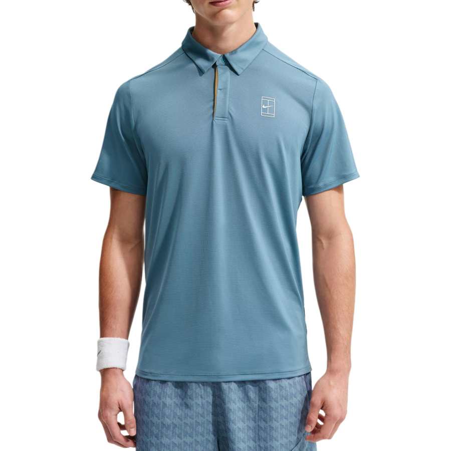 Nike Nike Court Advantage Tennis Tops Men's Smoke Blue Polo Collar Moderate