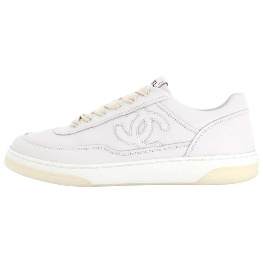 CHANEL 24P Suede Low top Skateboard Shoes Women's White