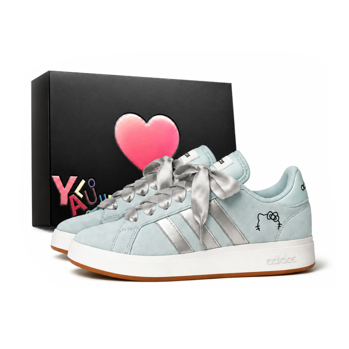 Adidas Adidas Grand Court Base 00s Skateboard Shoes Unisex Low Top Silver/Mint Green