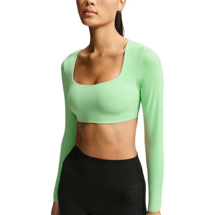 Nike Nike Crop Tops Women's Cucumber Green/Cool Gray Square Collar Moderate
