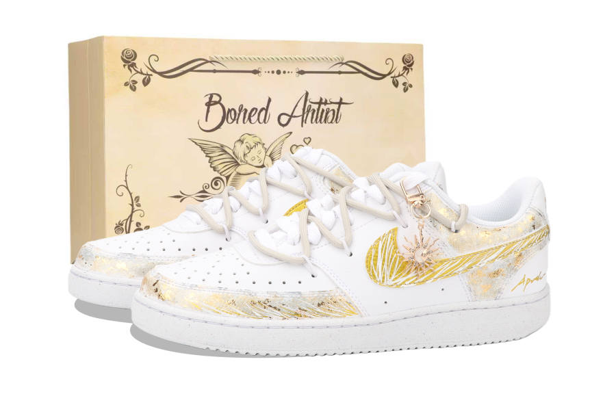 Nike Nike Court Vision Skateboard Shoes Unisex Low Top Gold/White