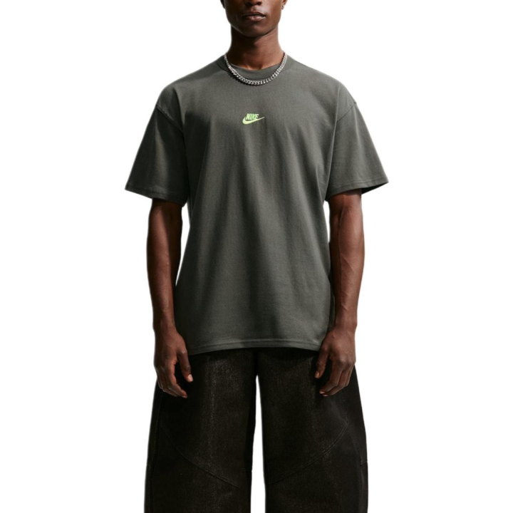 Nike Nike Sportswear T Shirts Men's Charcoal Gray Green Crew Neck