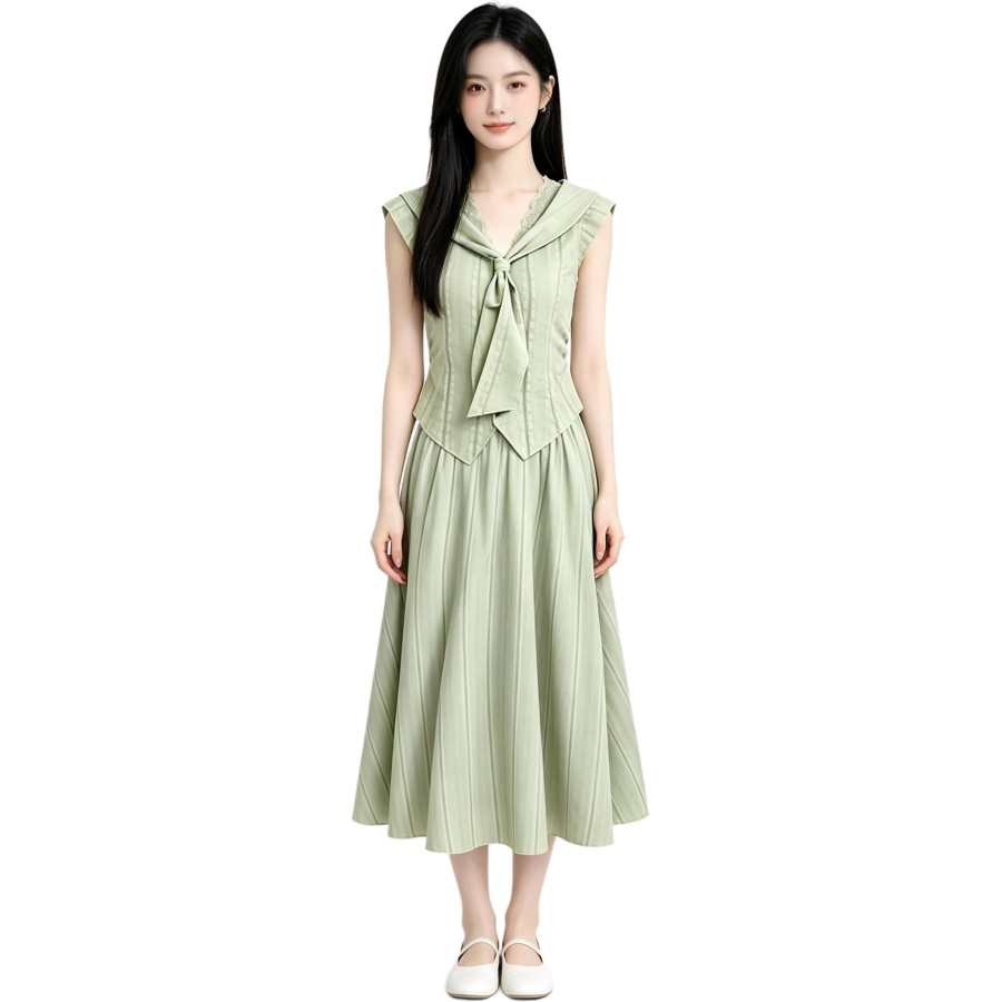 MARIE·COCO Two Piece Skirt Sets Women's Navy Collar Moderate Long Skirt