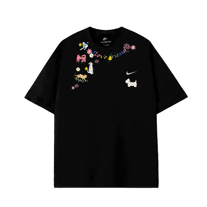 Nike Nike Sportswear T Shirts Unisex Heartbeat Black Crew Neck Thin Straight Fit