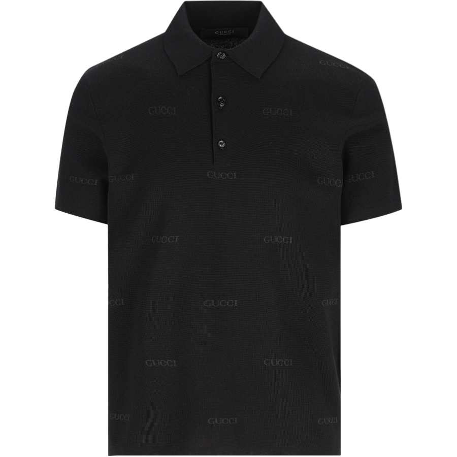 GUCCI Sweaters Men's Black Polo Collar Moderate Straight Fit