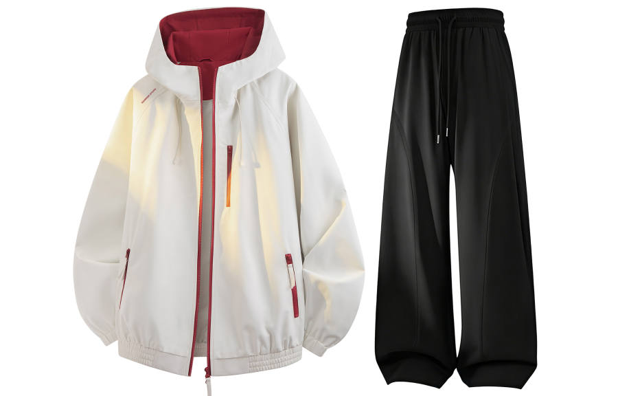 WARRIOR WARRIOR Windbreaker Jacket & Pants Sets Unisex Hooded Non Detachable Moderate