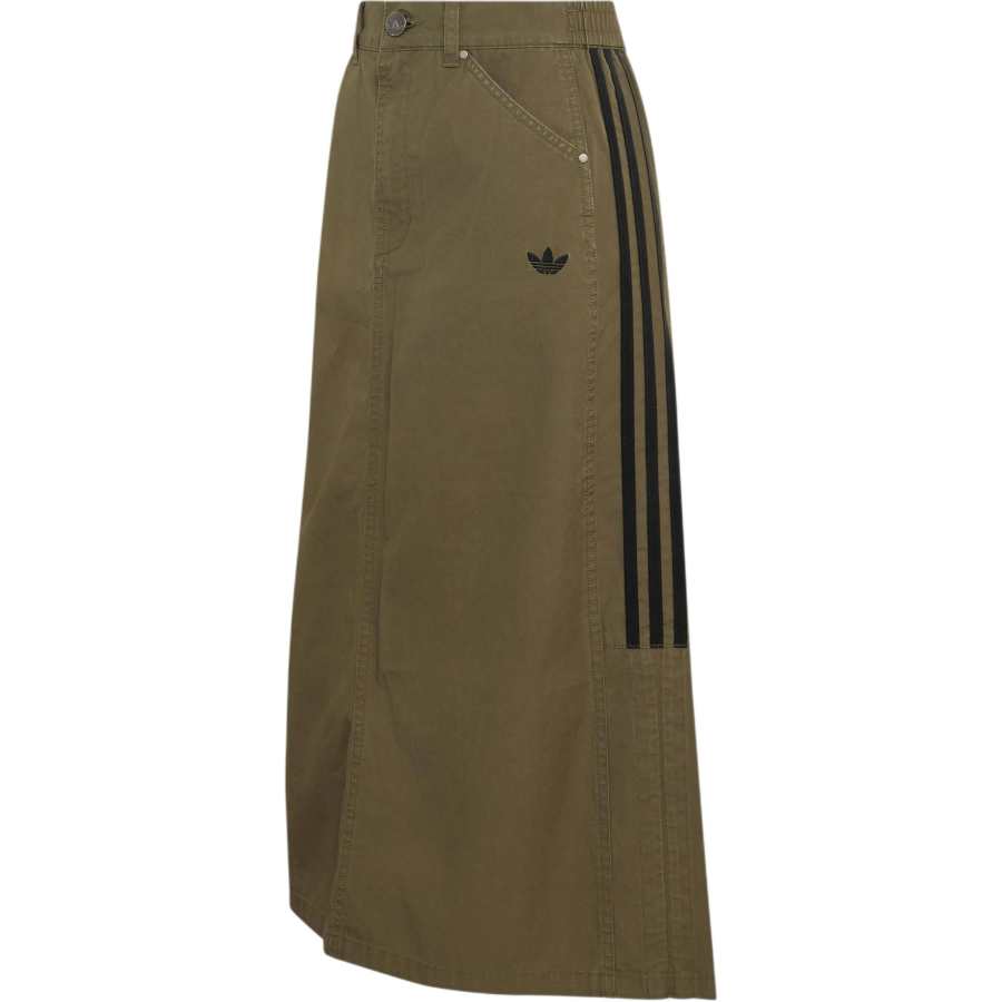 Adidas Originals Parachute Casual Long Skirts Women's Strata Olive Green Moderate Long Skirt