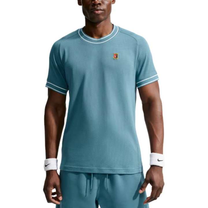 Nike Nike COURT HERITAGE Tennis Tops Men's Smoke Blue Crew Neck Moderate