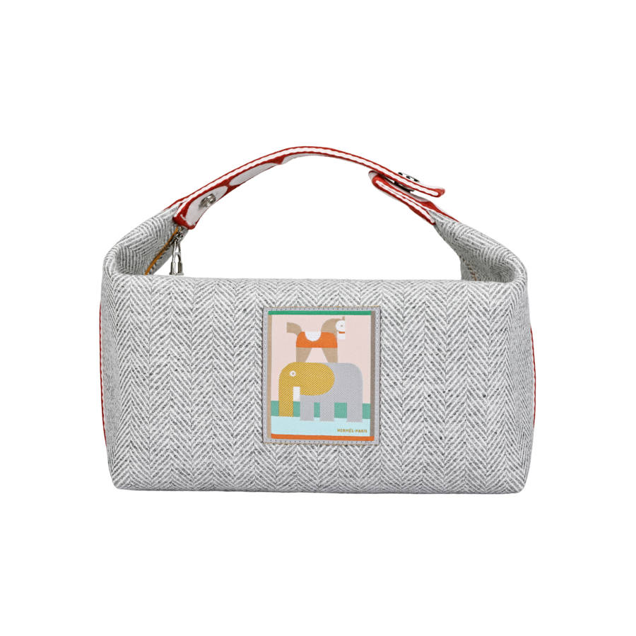 HERMES HERMES Wool Travel Storage Bag 26 Unisex Granite Gray