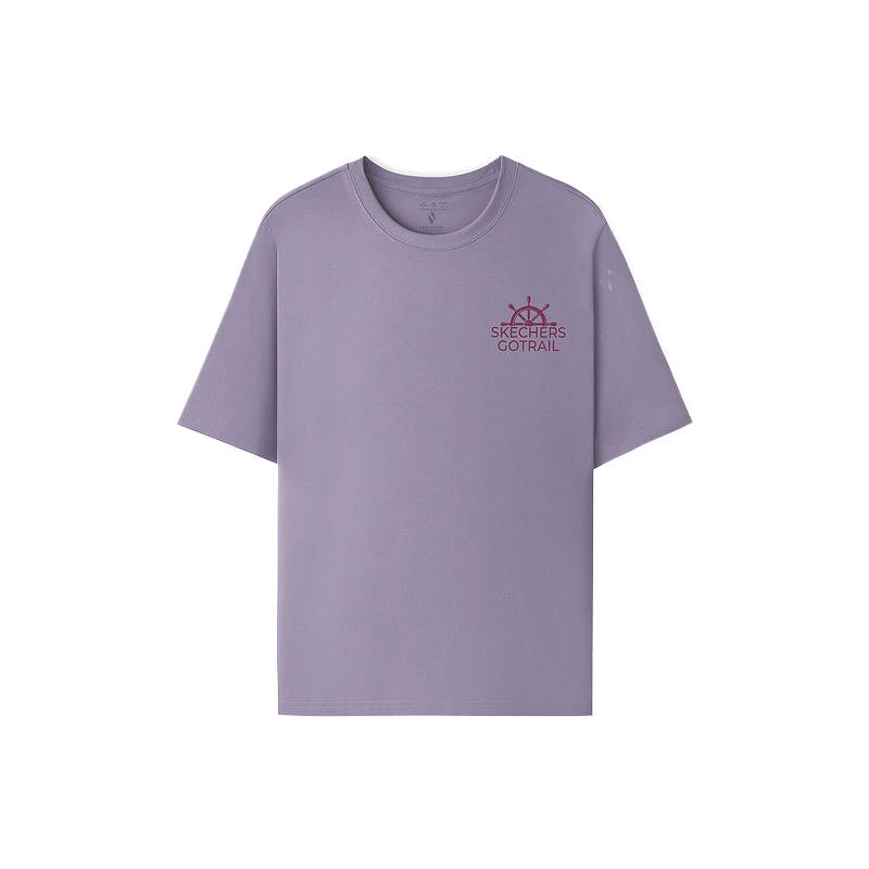 Skechers T Shirts Unisex Dark Purple Gray 03D1 Crew Neck Moderate
