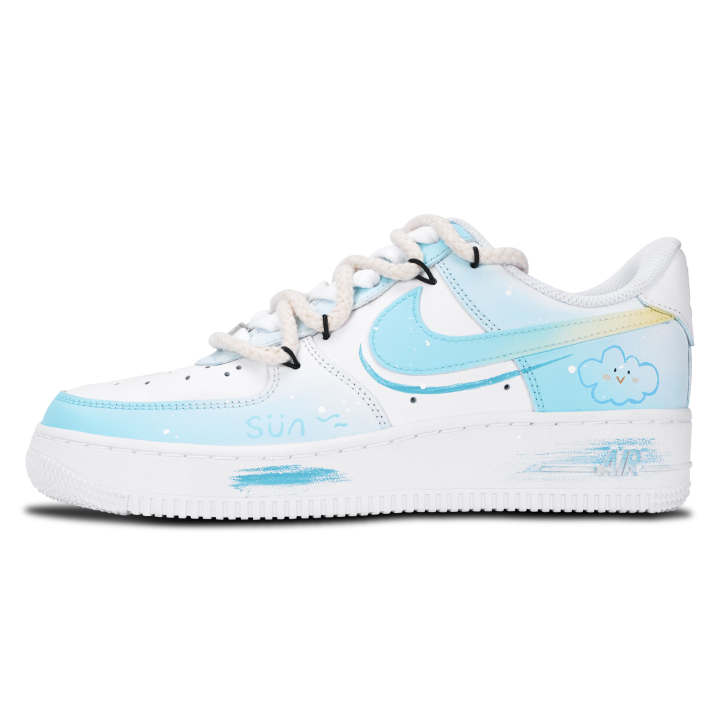 Nike Nike Air Force 1 Skateboard Shoes Unisex Low Top White/Blue/Yellow