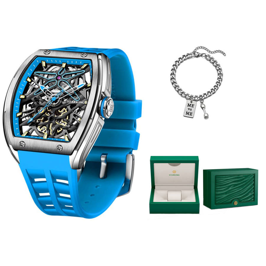 STARKING STARKING Pioneer Collection Automatic Mechanical Movement Rubber Strap Watch Men's Watches Black Dial