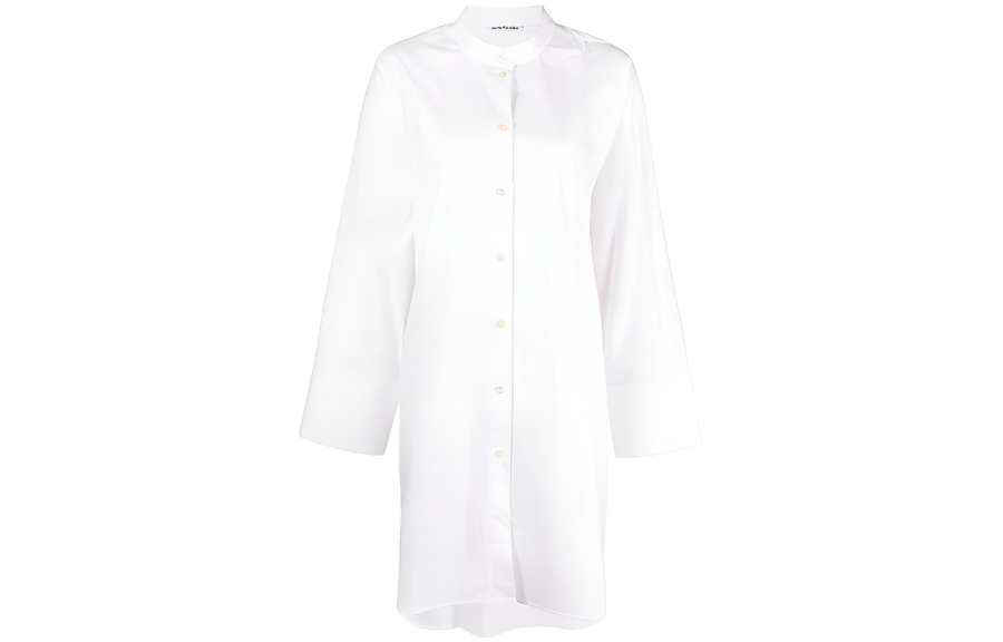 Acne Studios Long Sleeved Dresses Women's White Stand Collar Moderate Midi Dress