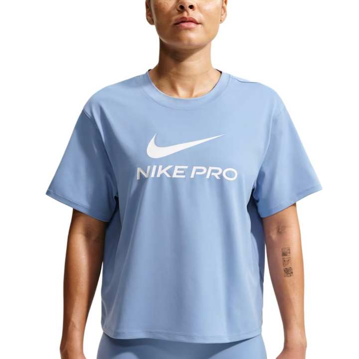 Nike Nike Quick Dry T Shirts Women's Work Blue/White Crew Neck Moderate