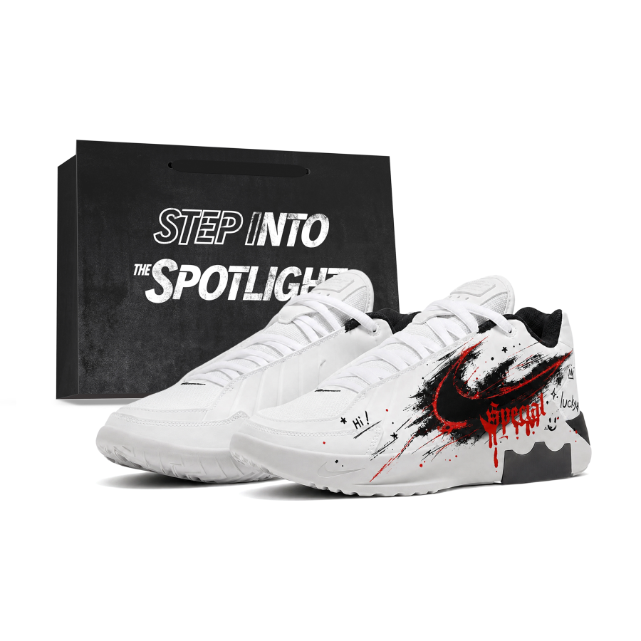 Nike Nike LEBRON WITNESS IX Basketball Shoes Men's Mid Top White Black Red Color Block Graffiti