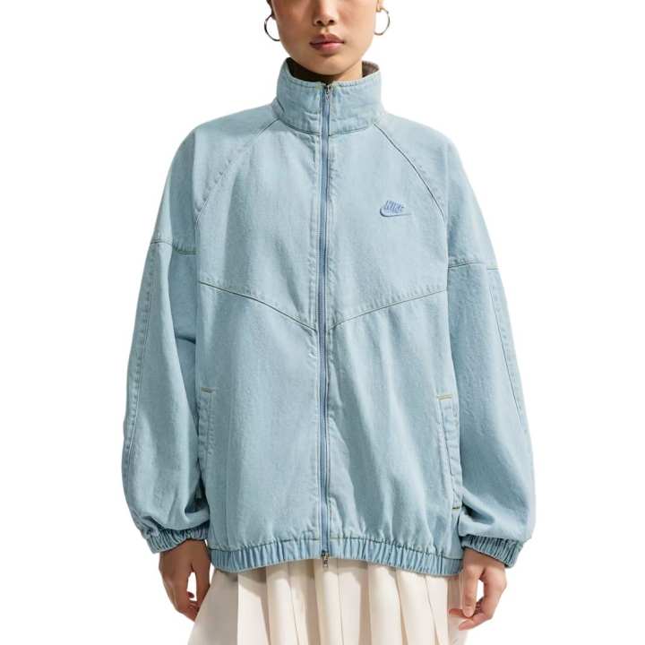 Nike Nike WINDRUNNER Denim Jackets Women's Light Armory Blue/Work Blue Stand Collar Moderate Other