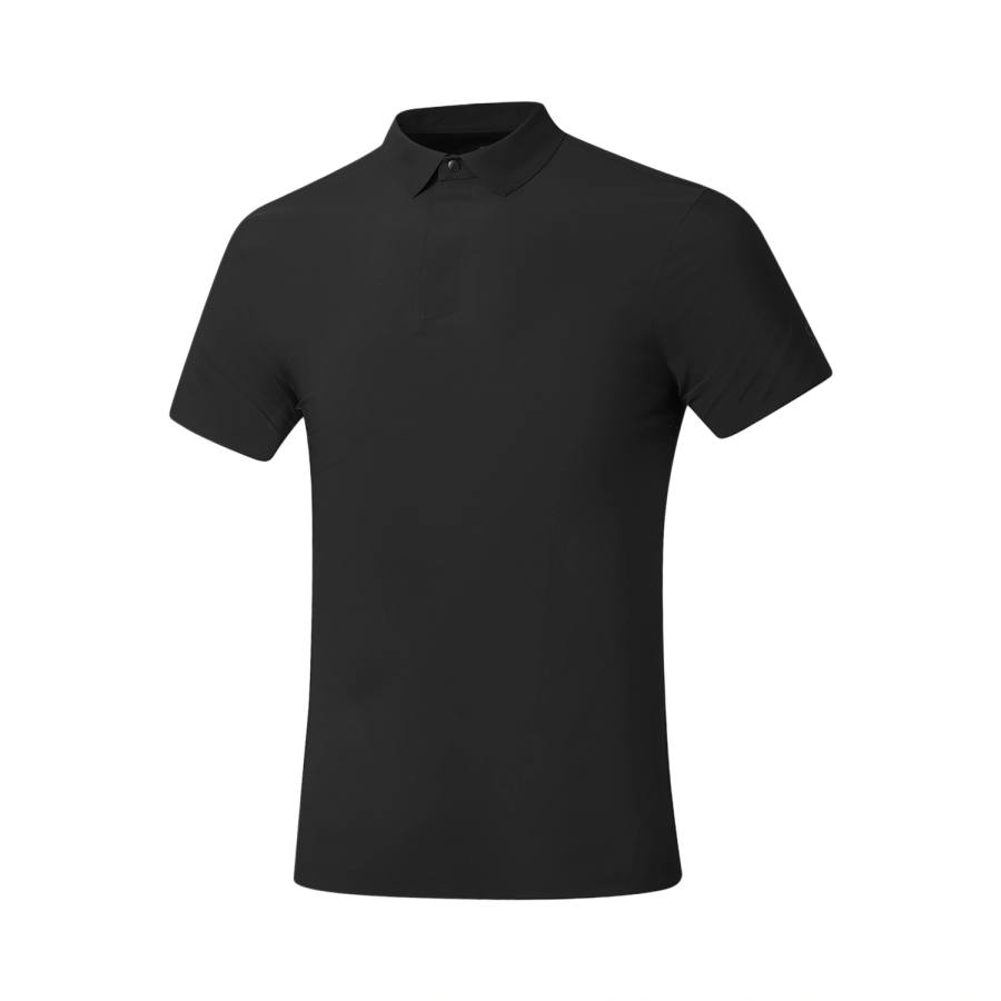 Li-Ning Li Ning Gold Logo | Polo Shirts Men's Black Polo Collar Moderate Straight Fit