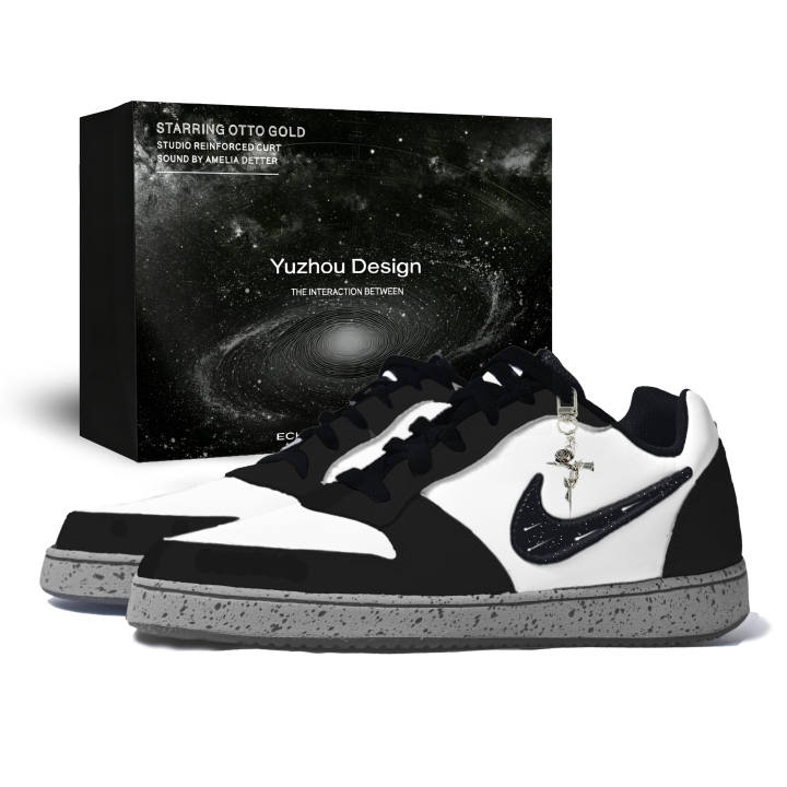Nike Nike EBERNON Skateboard Shoes Men's Low Top Black White Gray Ink Splatter Colorway