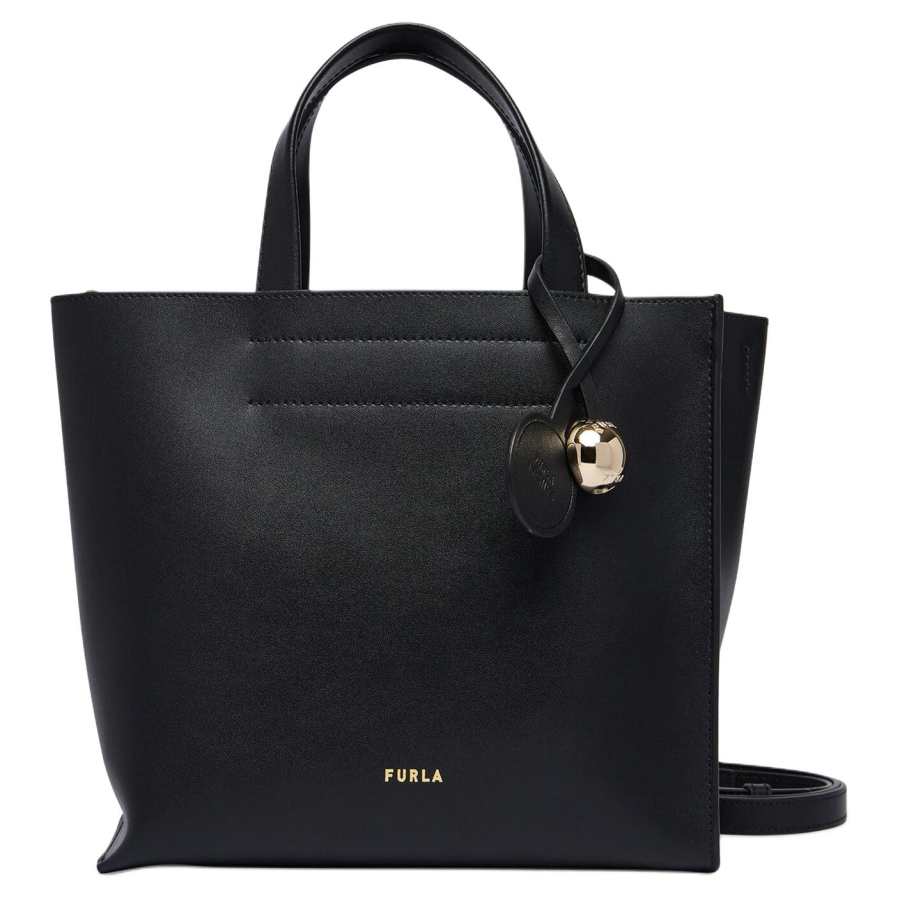 Furla Cow Leather Tote Handbag Small Women's Black