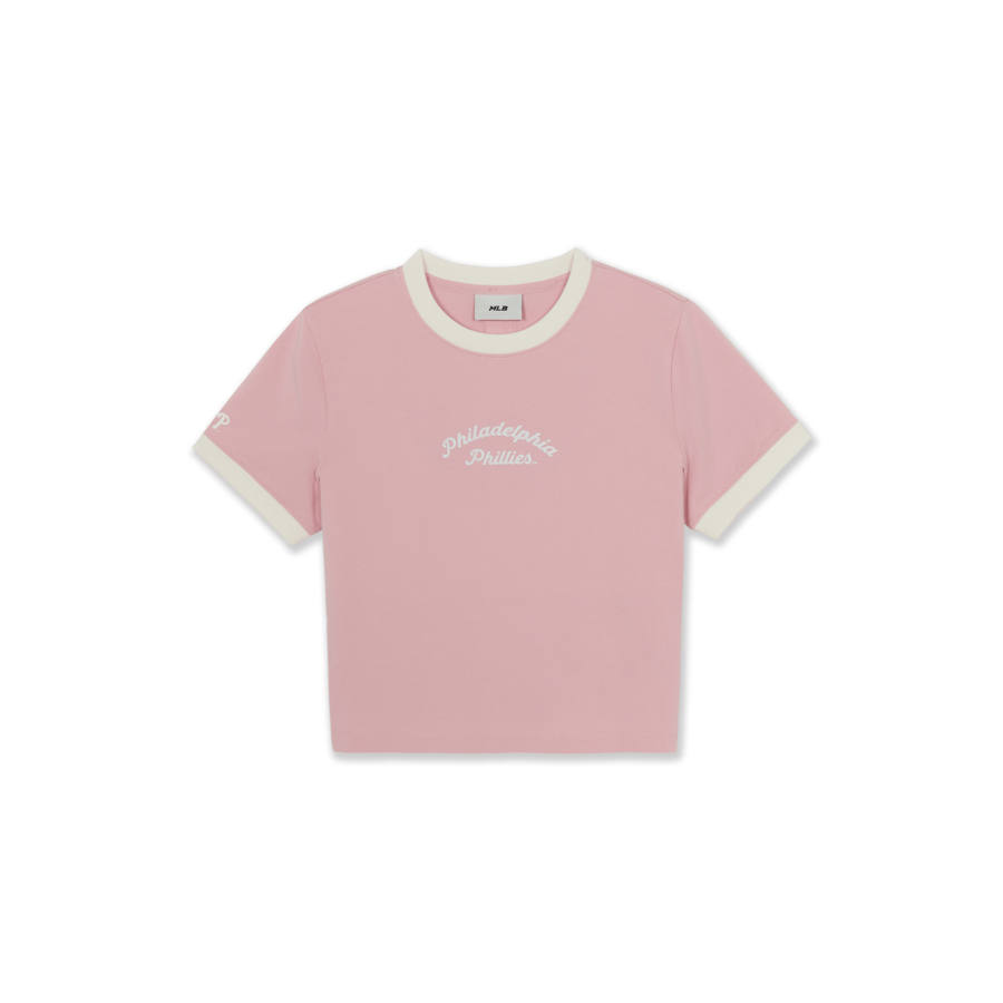 MLB Philadelphia Phillies T Shirts Women's Pink Crew Neck Moderate