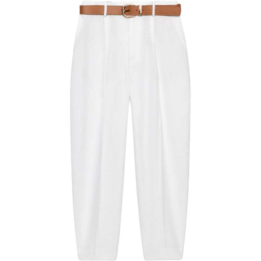 ZARA Casual Pants Women's White Moderate Tapered Pants