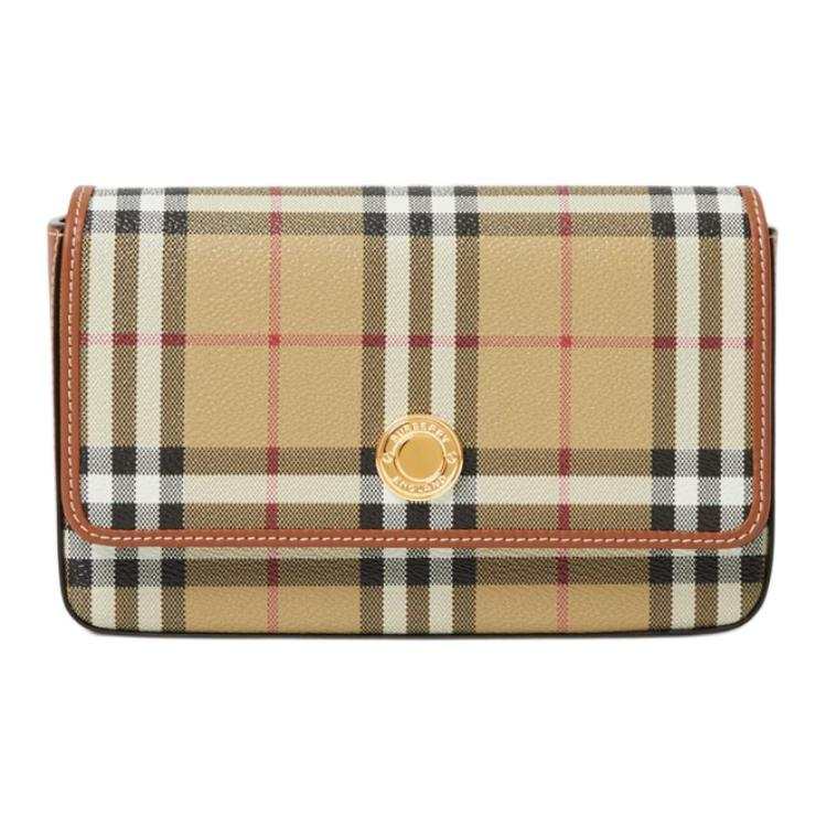 Burberry Hampshire Polyurethane Shoulder Bag Women's Yellow & Umber