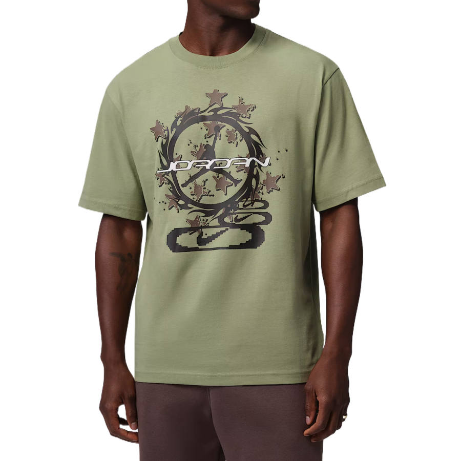 Jordan Jordan T Shirts Men's Crocodile Pattern/Velvet Brown/Sail White Crew Neck Moderate
