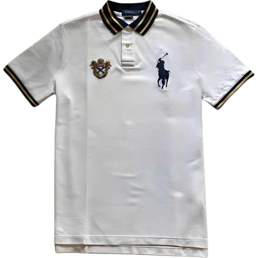 Polo Ralph Lauren Big Pony Polo Shirts Men's White Polo Collar Moderate Straight Fit