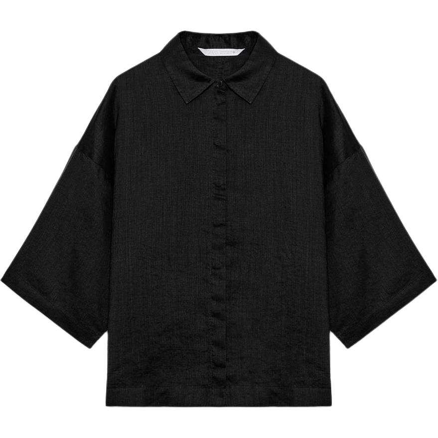 ZARA ZW Shirts Women's Black Lapel