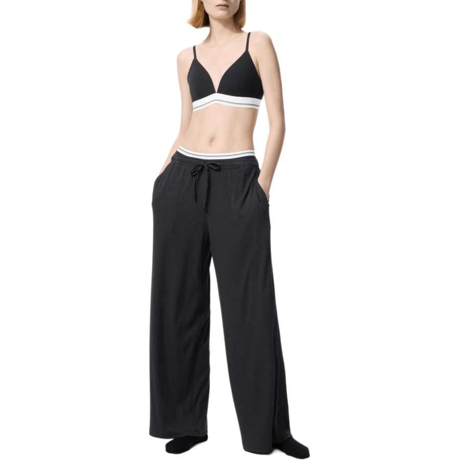 UNIQLO SS26 Knitted Sweatpants Women's Black Moderate Straight Fit Pants