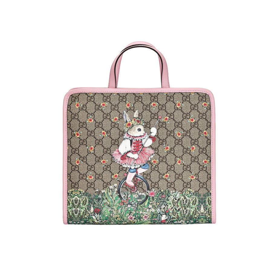 GUCCI Canvas Tote Bag, Shopping Bag, Shoulder Bag, Crossbody Bag, Handbag, Kids' Bag Kids' Ebony/Pink