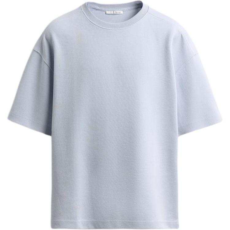 ZARA T Shirts Men's Sky Blue Crew Neck