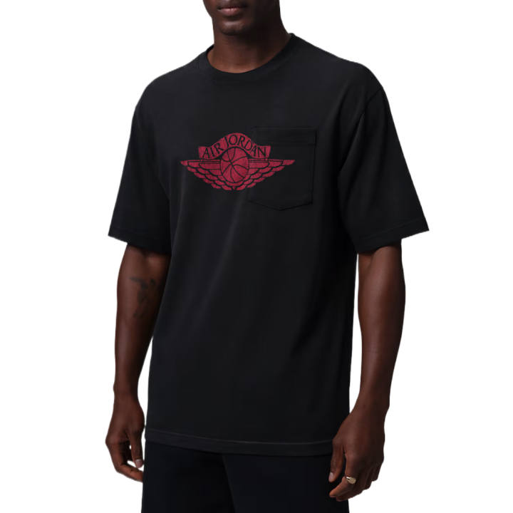 Jordan Jordan T Shirts Men's Black/University Red Crew Neck Moderate