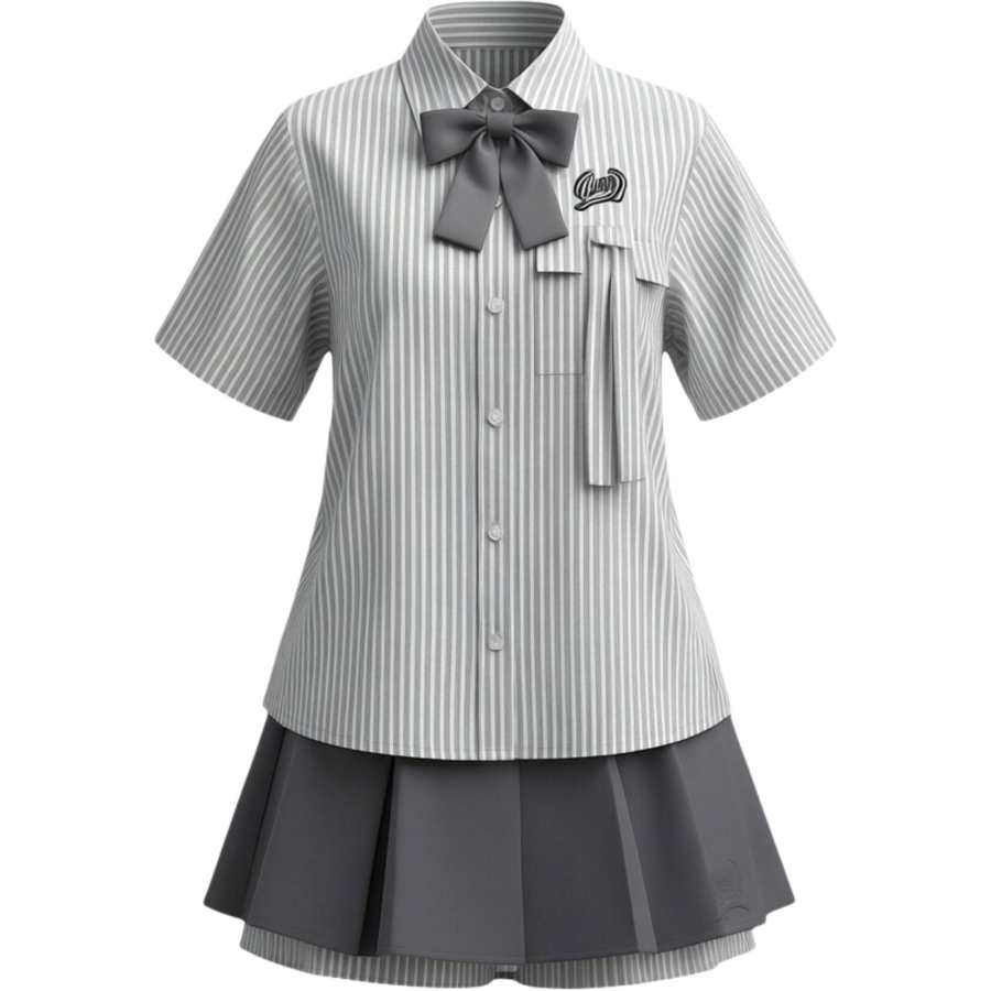CHARM GLOW Two Piece Skirt Sets Women's Polo Collar Moderate Short Skirt