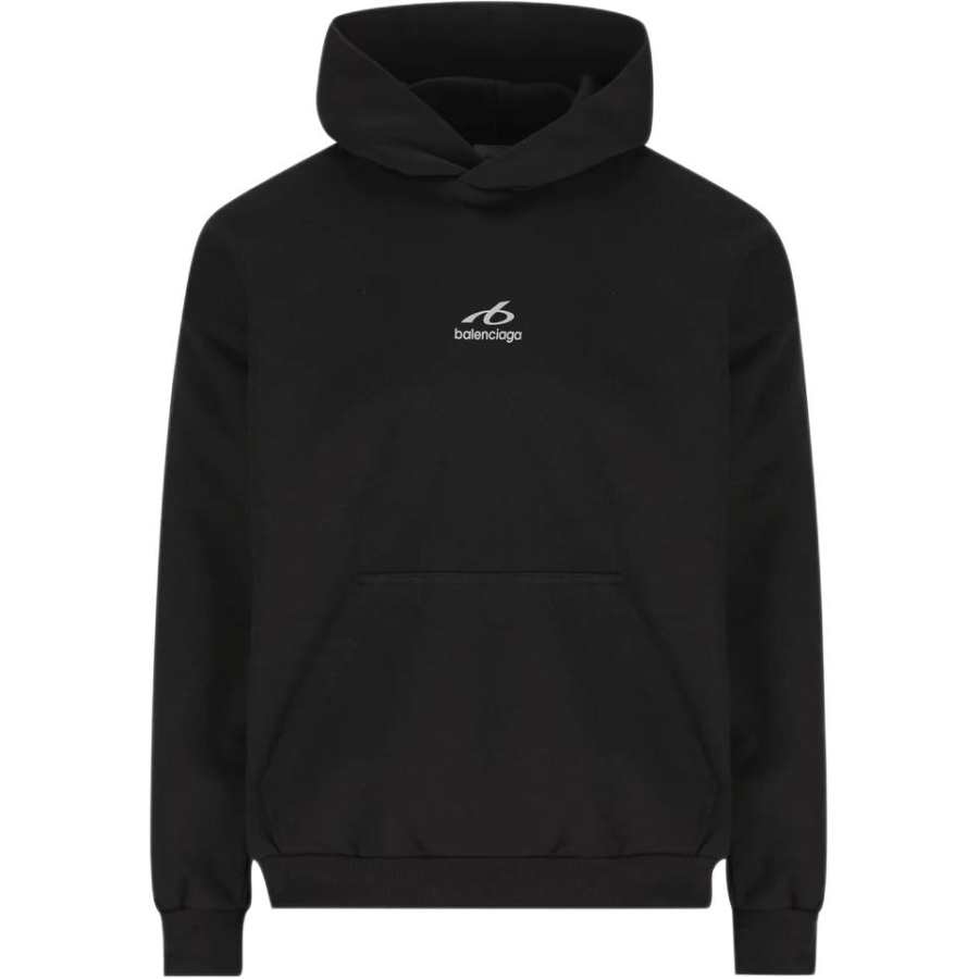Balenciaga Sweatshirts Men's Black Hooded Non Detachable Moderate Straight Fit