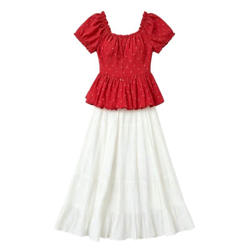 CPAURA Two Piece Skirt Sets Women's Moderate Long Skirt