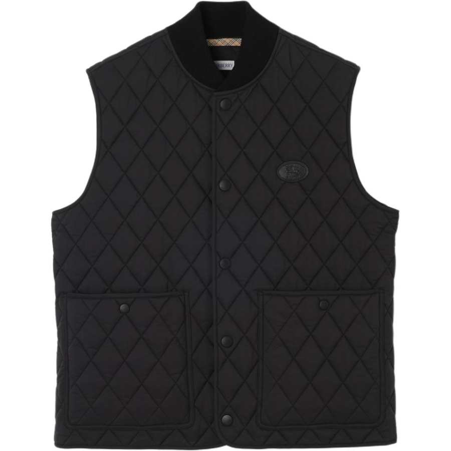 Burberry Burberry Vests Men's Black Moderate