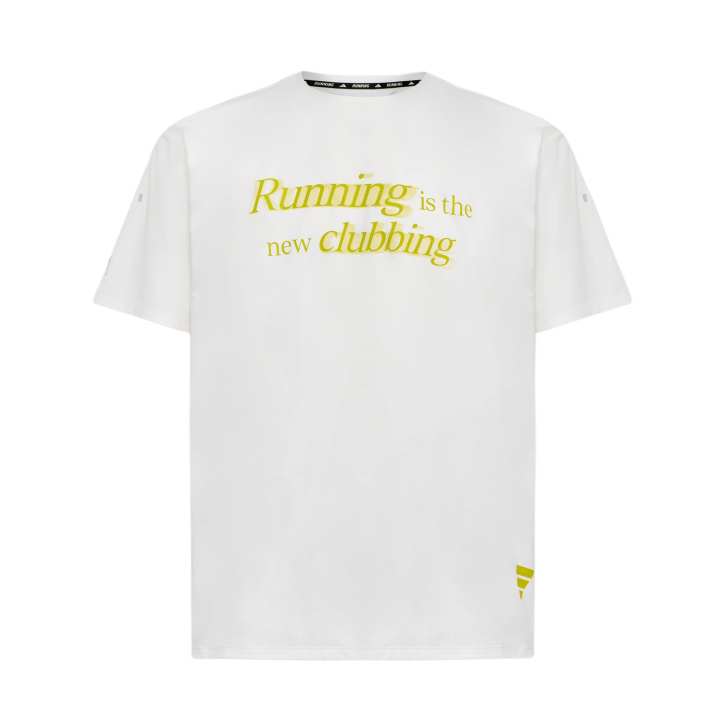Adidas Adidas Quick Dry T Shirts Men's Bright White/Dark Yellow Green Crew Neck Moderate