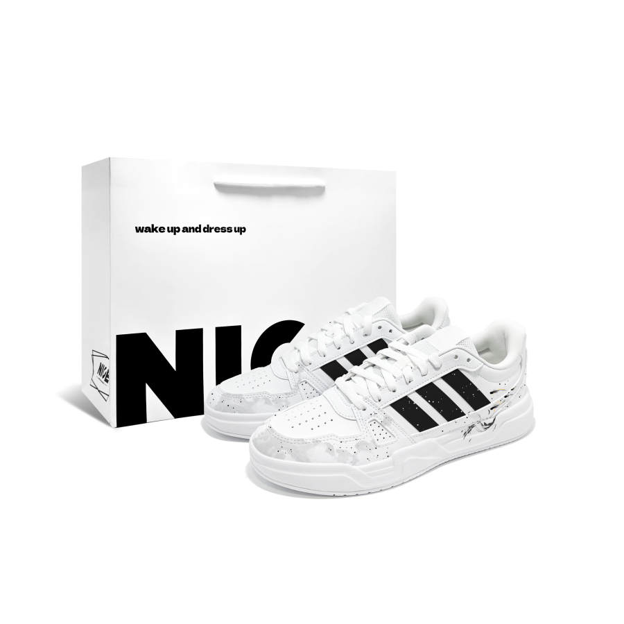 Adidas Adidas LITE BALLER Skateboard Shoes Unisex Low Top White, Black, Gray & Yellow Color Scheme